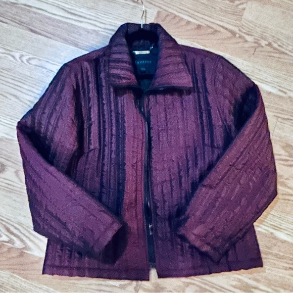 Express Jackets & Blazers - NWOT Express Burgundy Quilted Jacket With Pockets Size Large